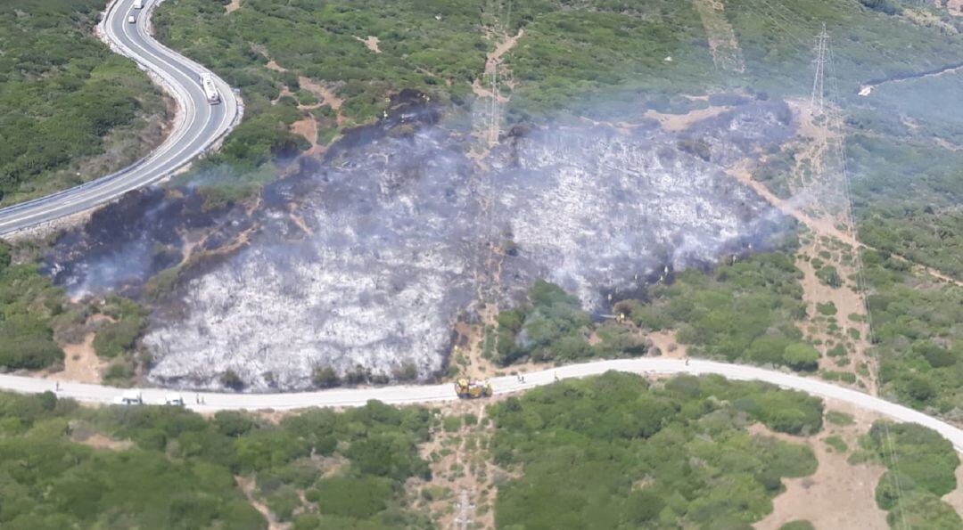 Superficie arrasada por el fuego en Tarifa