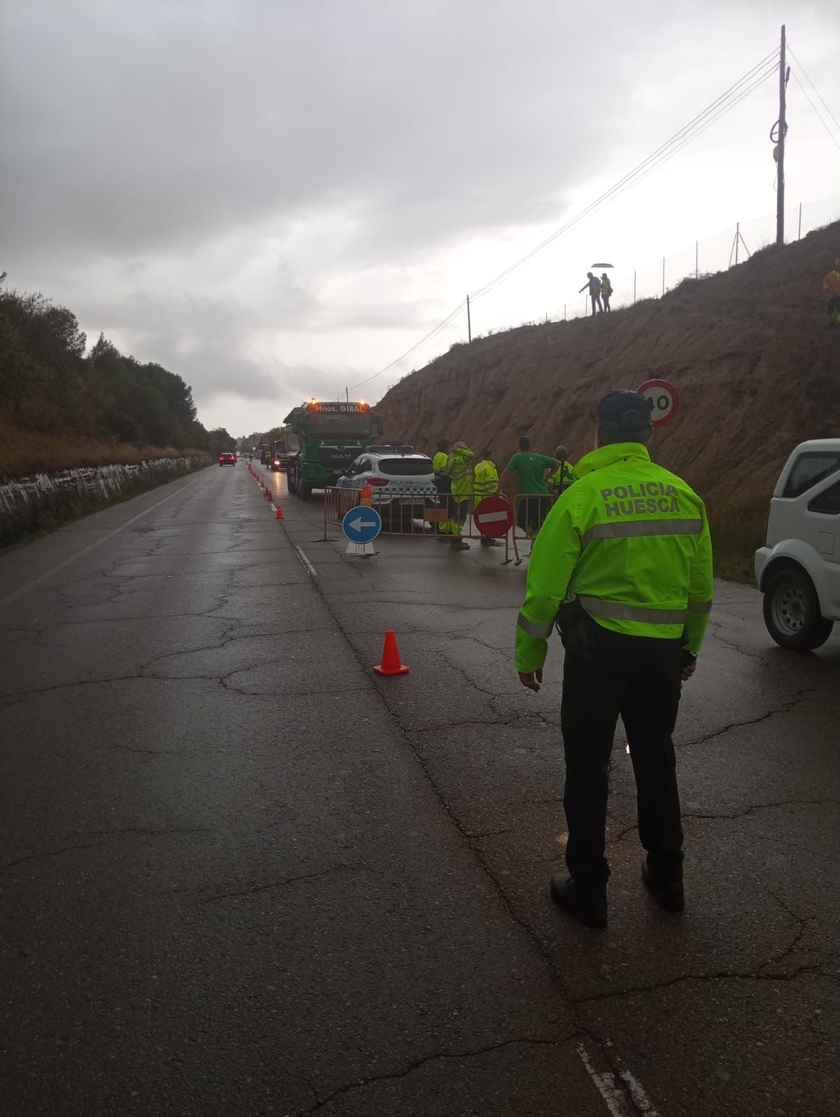 Tramo afectado por los desprendimientos en la salida de Huesca hacia Barbastro