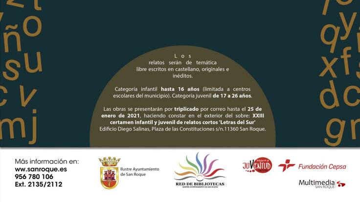 Abierto el plazo para participar en el XXIV Certamen de Relatos Cortos "Letras del Sur" de San Roque