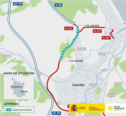 Punto que va a ser mejorado en el acceso norte de Gandia.
