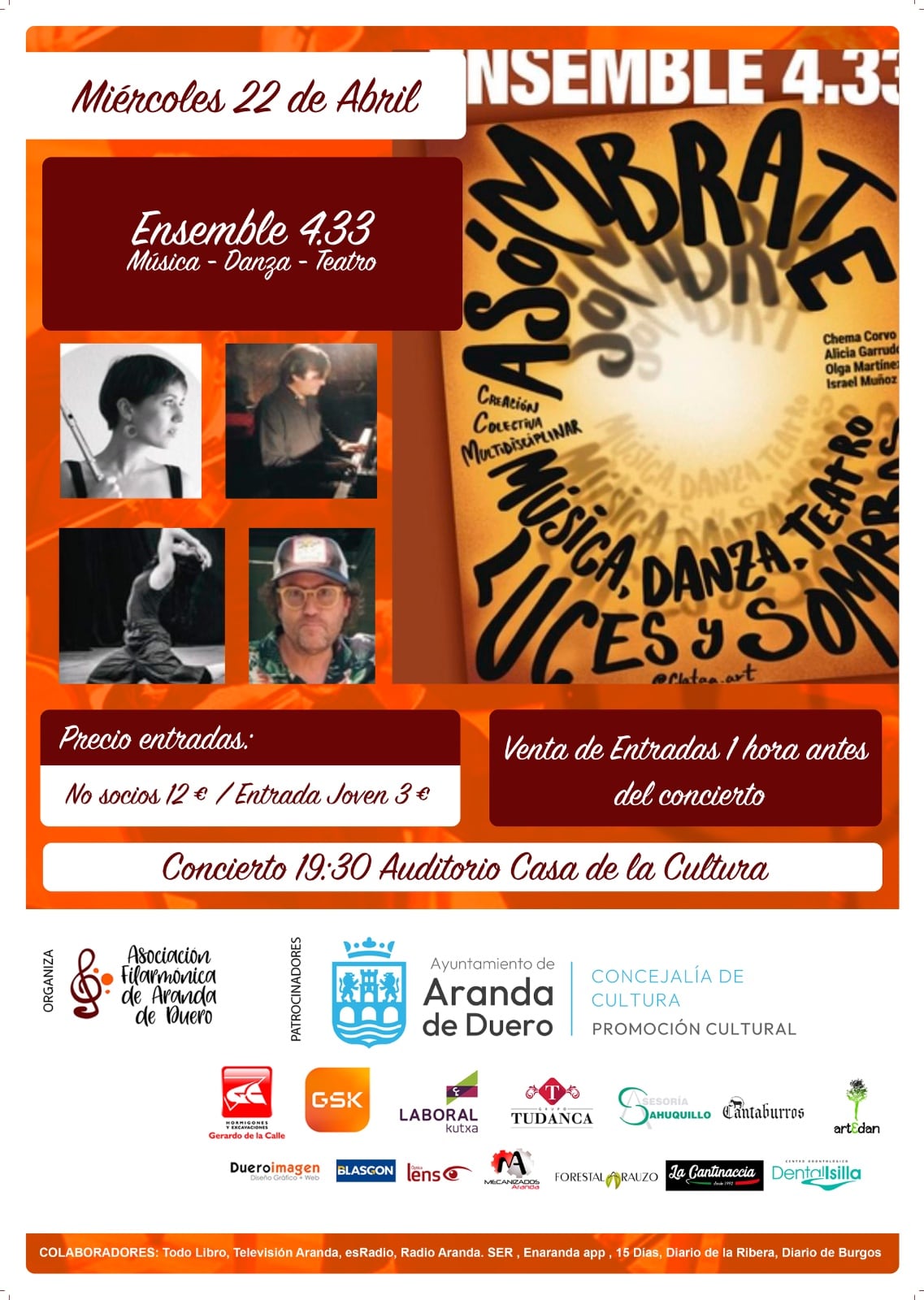 Cartel Ensemble 4.33 con la Filarmónica de Aranda