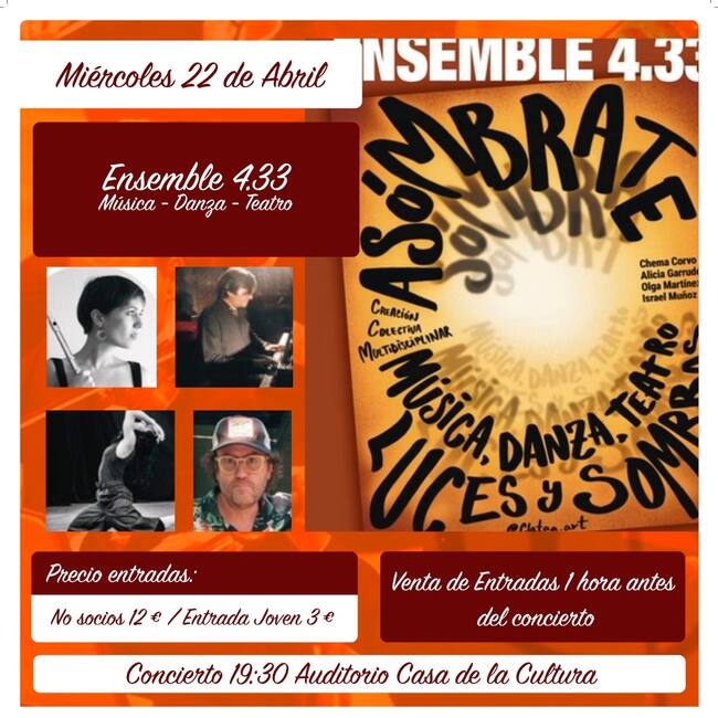 Cartel Ensemble 4.33 con la Filarmónica de Aranda