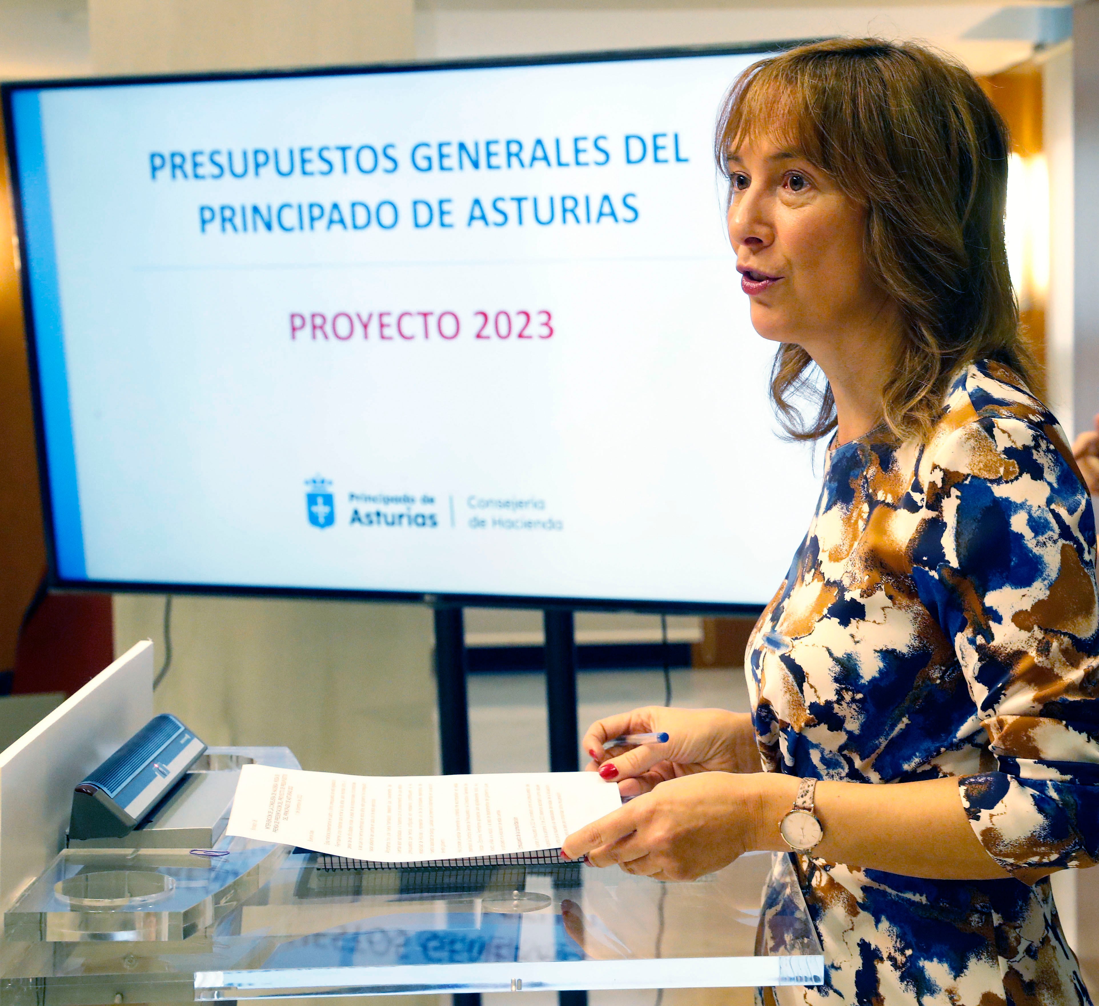 La consejera de Hacienda Ana Cárcaba durante la presentación de las cuentas.