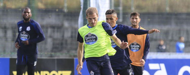 Bergantiños durante un entrenamiento