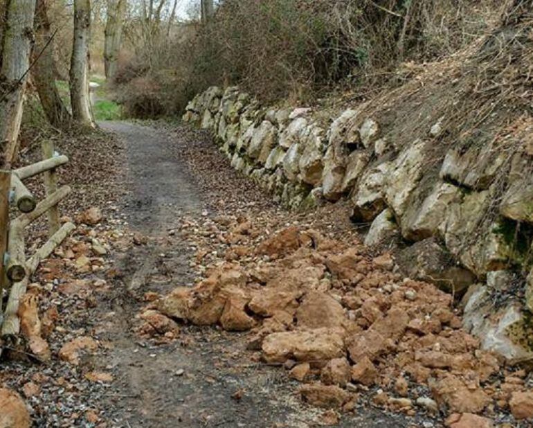 Desprendimiento de la ladera en la ribera del Duero