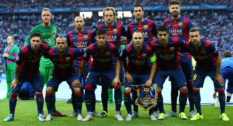 El once del Barcelona en un choque de la Champions de esta temporada.