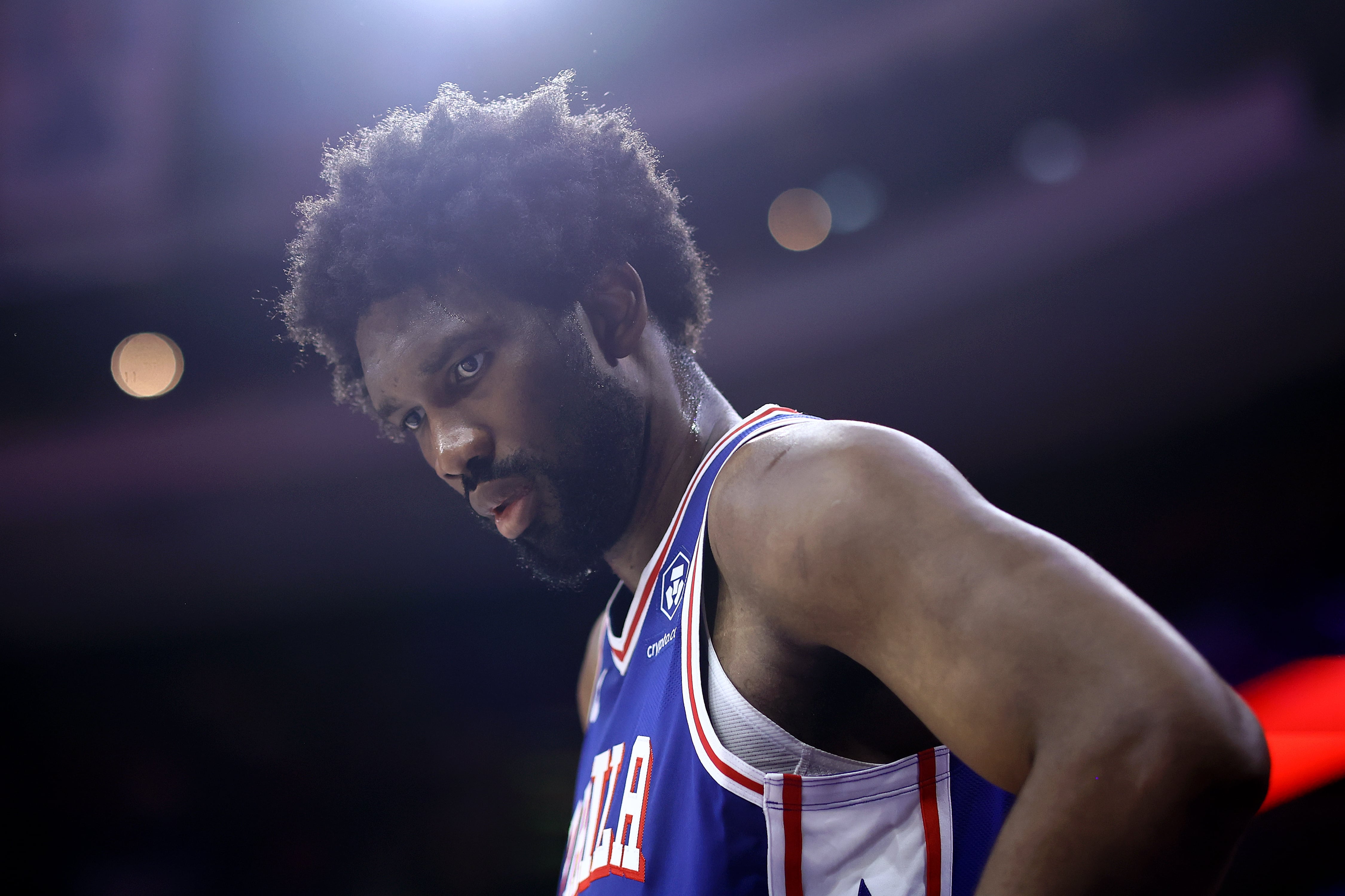 Joel Embiid, de los Philadelphia 76ers, durante el último partido contra los New York Knicks