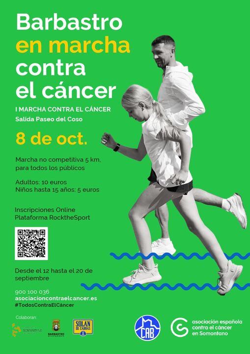 Cartel de &quot;Barbastro en marcha contra el cáncer&quot;