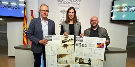 Javier Franco, Cristina García y Carlos Navarro en la presentación del proyecto. / DGA