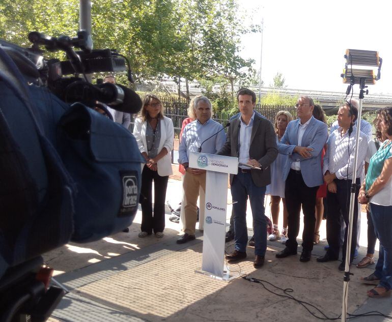 Pablo Casado, presidente del PP, en un acto de partido en Mérida