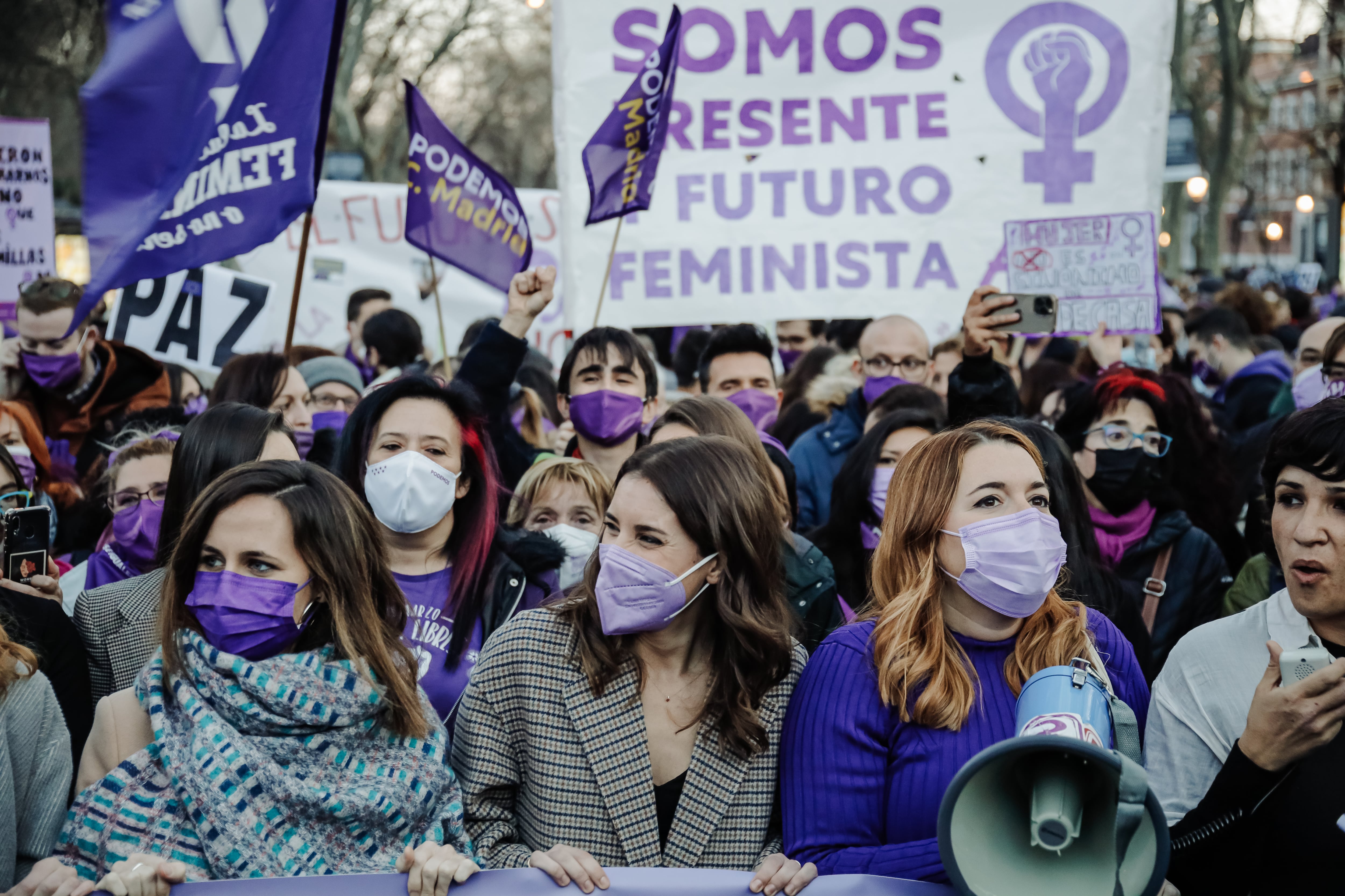 Irene Montero, en una manifestación por el feminismo.