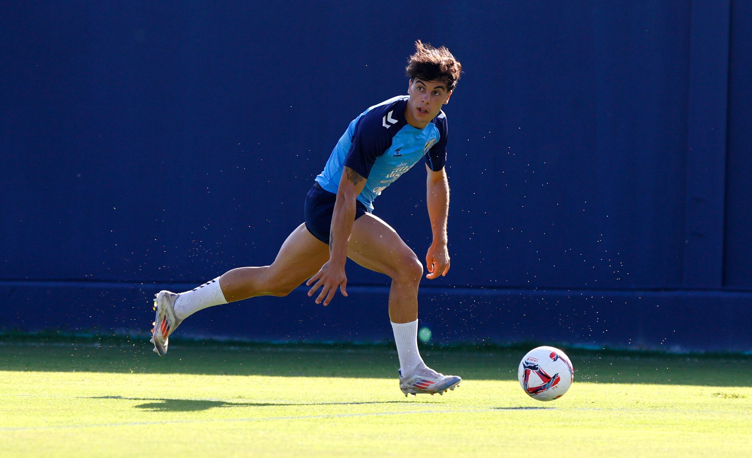 Lobete, en un entrenamiento del Málaga