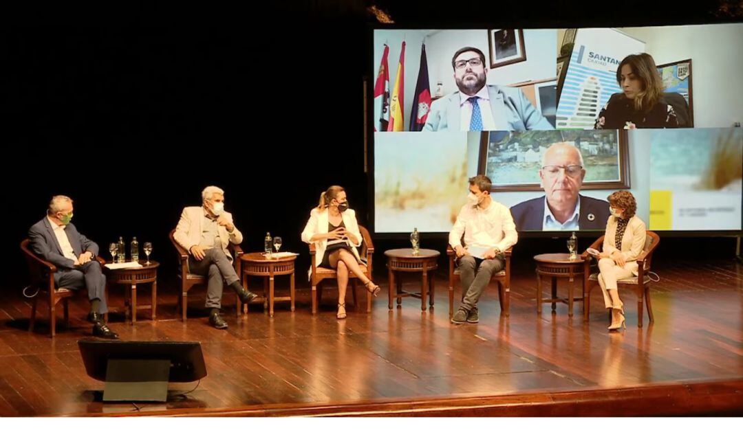 La mesa redonda en la que participó el alcalde dianense, de forma telemática.