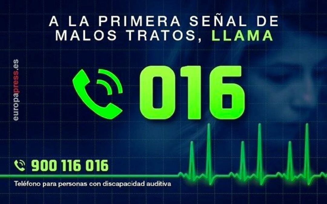 Teléfono de asistencia 016 para atender situaciones de violencia de género