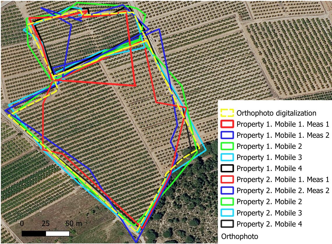 Imagen de cómo la app &#039;Metatierras&#039;, desarrollada por la UPV, identifica las parcelas rurales para incluirlas al catastro.