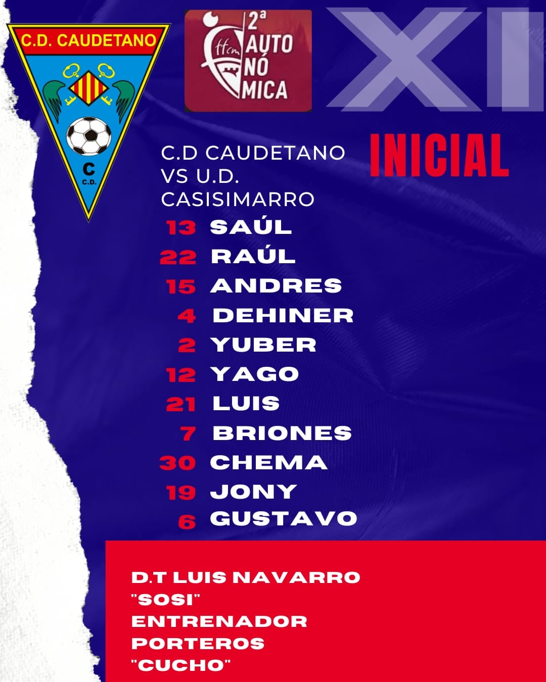 Alineación del partido