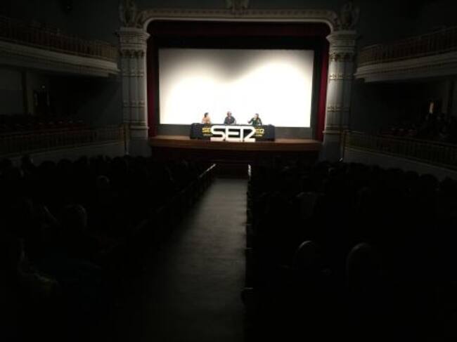 Momento de la grabación del programa en el en el centenario Teatro Bellas Artes de Tarazona