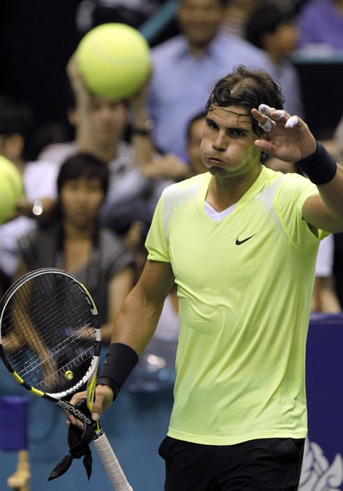 Nadal celebra su victoria frente a Bemelmans