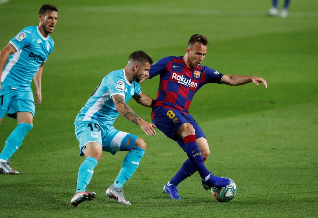 Arthur, en el partido entre el Barcelona y el Leganés de la jornada 29 de la Liga.