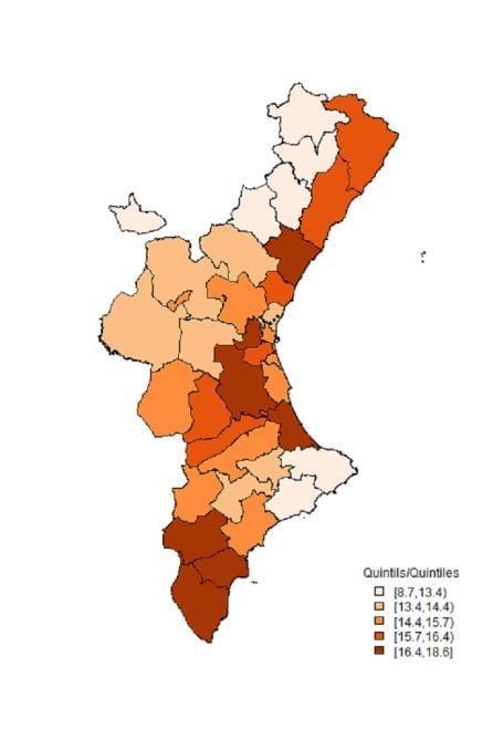 Paro por comarcas en la Comunidad Valenciana (EPA)