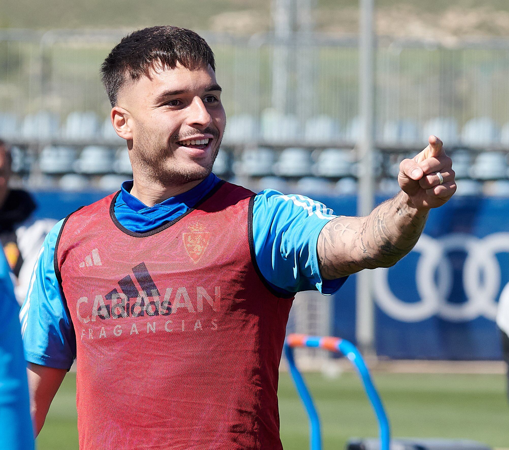 Lluis López, en un entrenamiento con el Real Zaragoza