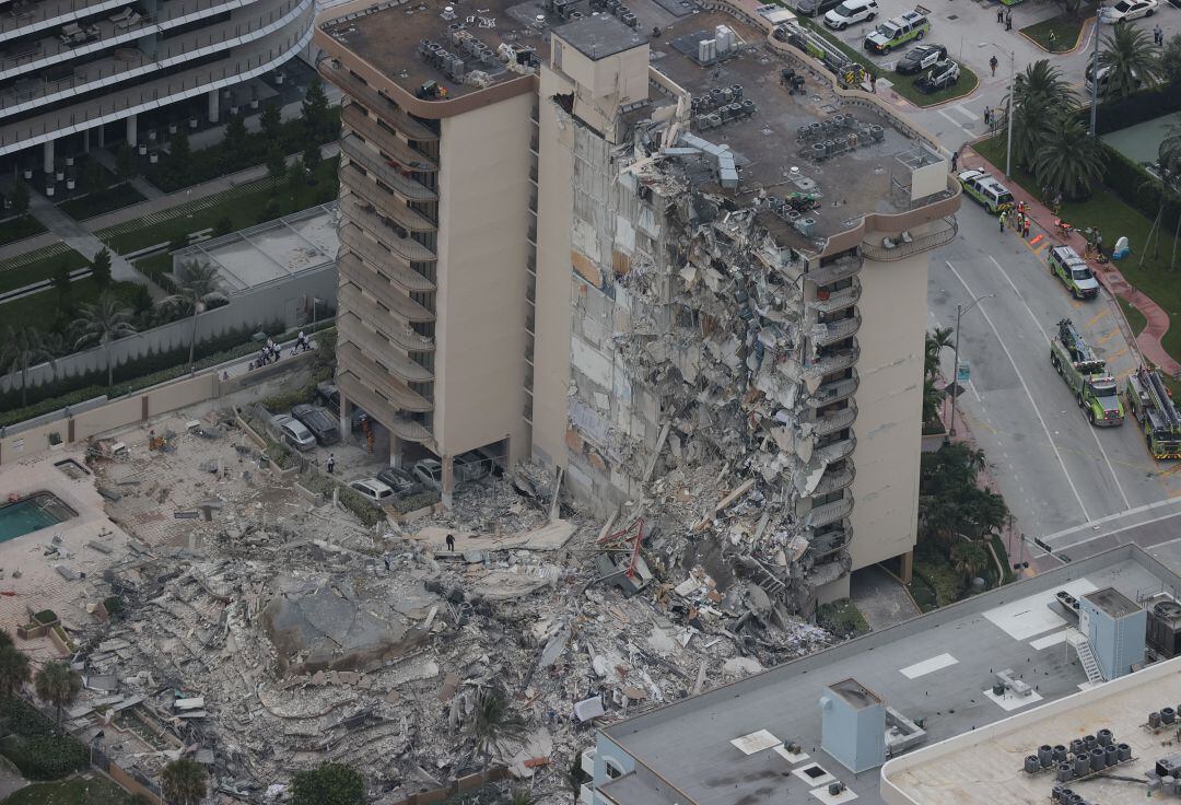 Imagen del edificio de Miami derrumbado parcialmente