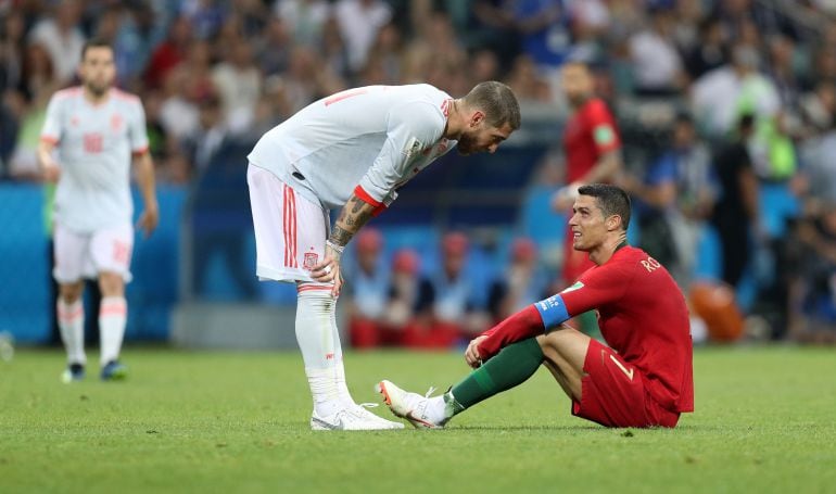 Sergio Ramos y Cristiano, compañeros en el Real Madrid y rivales en este Mundial de Rusia. 