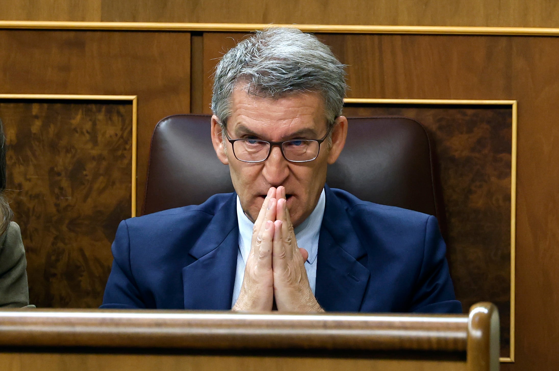 El líder del PP, Alberto Núñez Feijóo, durante un pleno del Congreso