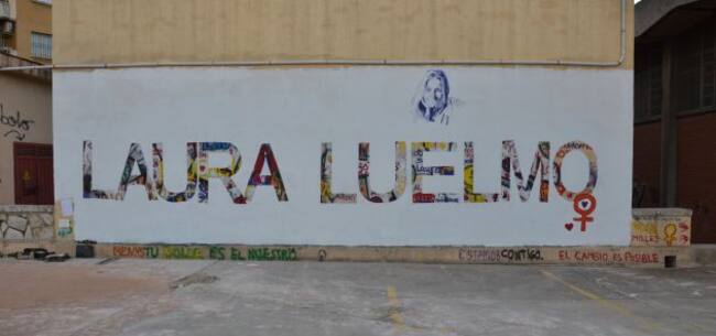 Así ha quedado el mural en recuerdo de Laura Luelmo