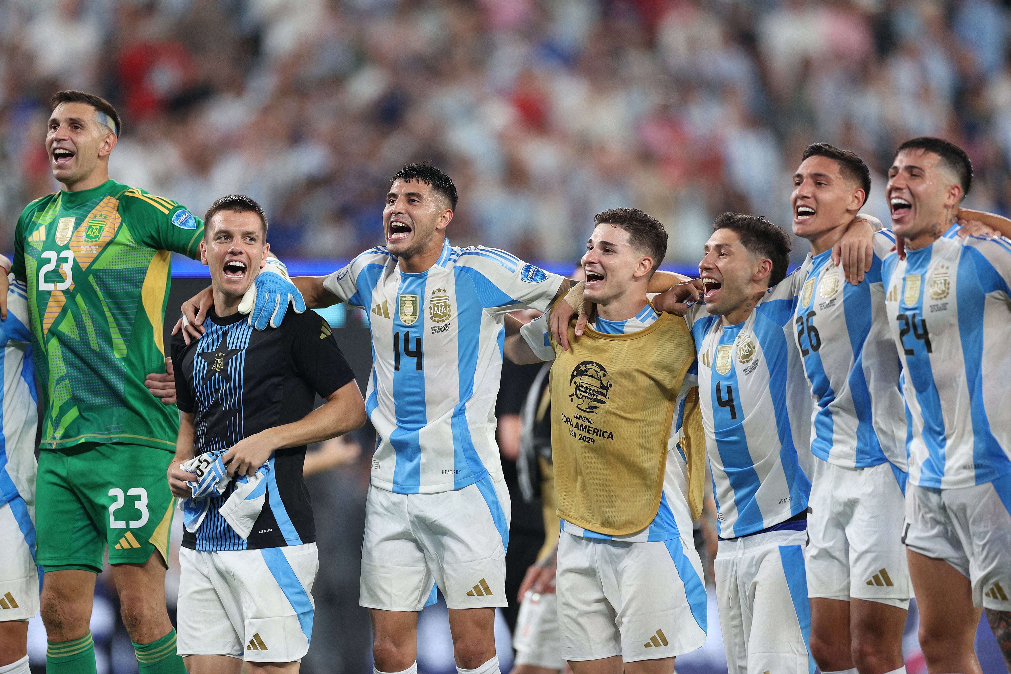 La plantilla de Argentina celebra su triunfo en la Copa América 2024