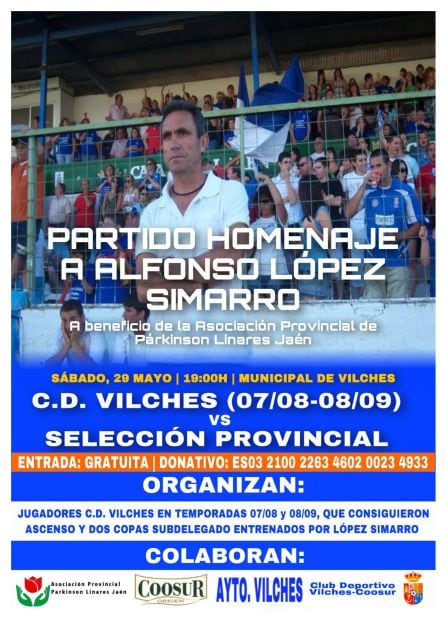 Cartel anunciador del partido homenaje a Alfonso López Simarro