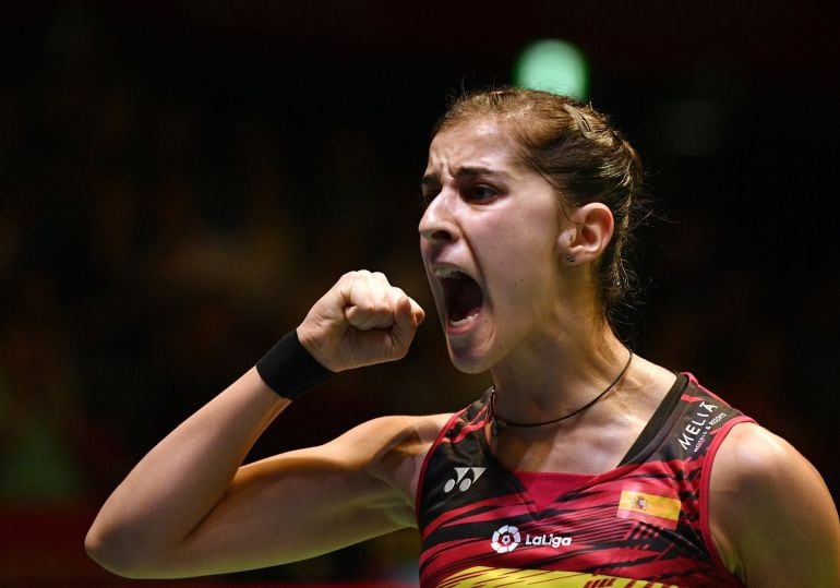 Carolina Marín celebra la victoria