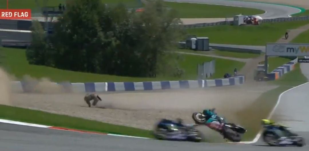 La moto de Morbidelli vuela cerca de Rossi y Viñales