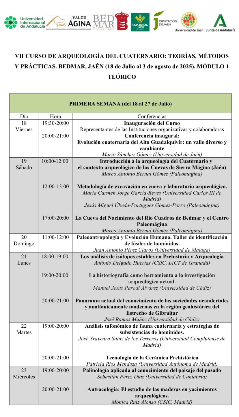 Programación de las clases teóricas, primera parte
