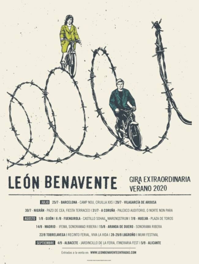 Cartel "Gira Extraordinaria Verano 2020" de LEÓN BENAVENTE