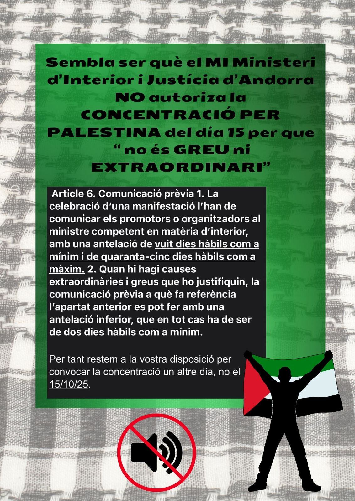 Denuncia del Moviment per Palestina
