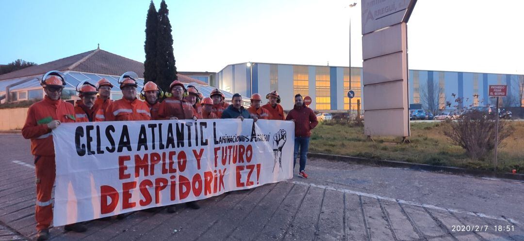 Trabajadores de Laminaciones Arregui en una concentración.