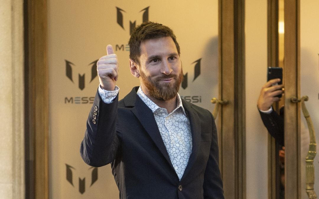 Lionel Messi en un acto de su marca de ropa