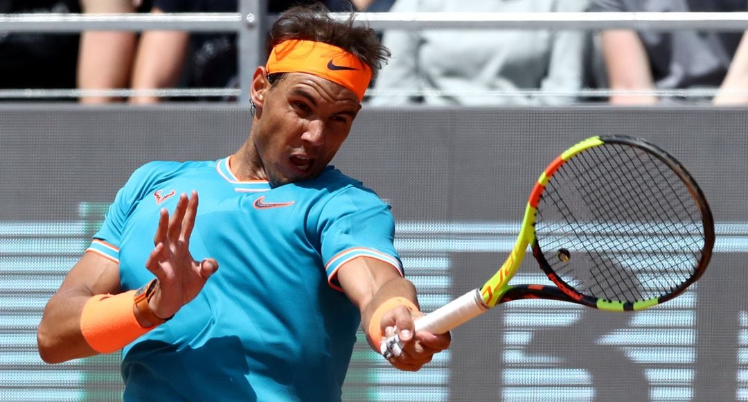 Nadal, durante su partido ante Chardy de esta mañana