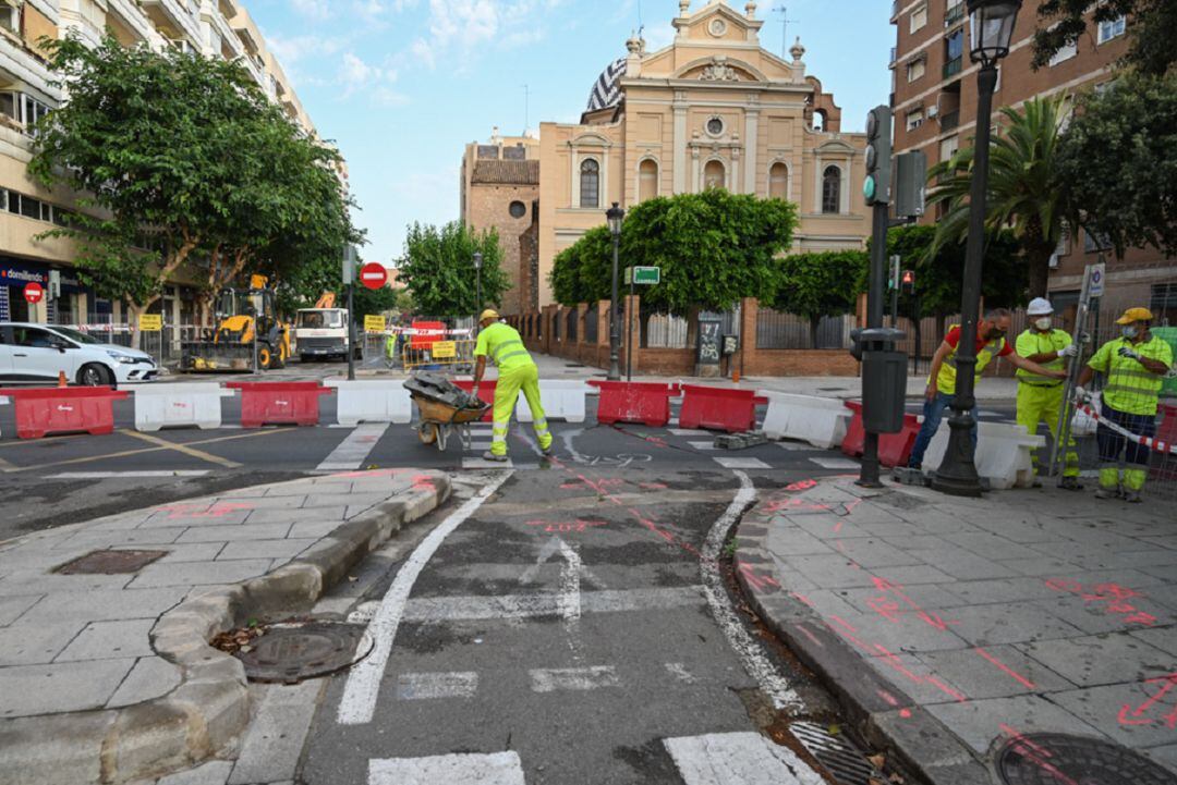 Imagen reciente de los trabajos de la calle Convento de Carmelitas