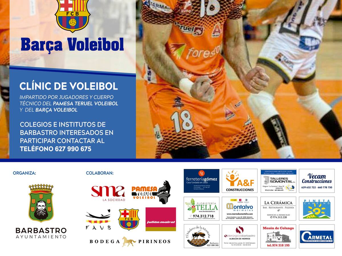 Pamesa Voleibol Teruel y el Barça disputan este jueves un amistoso en Barbastro
