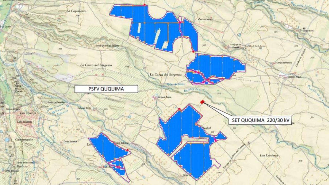 Mapa de la planta solar Ququima de Caniles y Baza (Granada) tras la modificación en su extensión