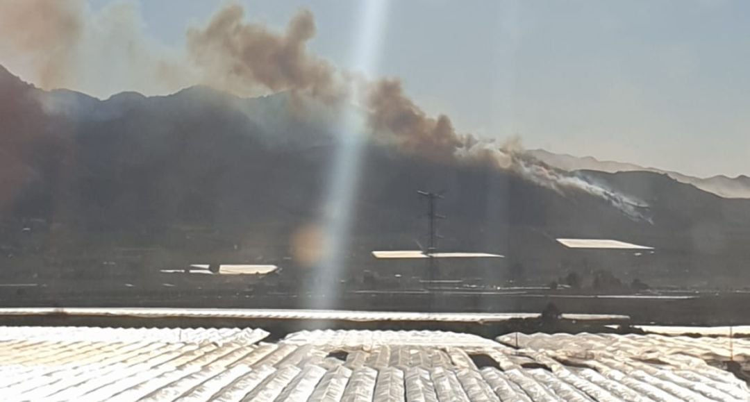 Imagen de las faldas de la Sierra de Carrascoy donde se ha originado el fuego