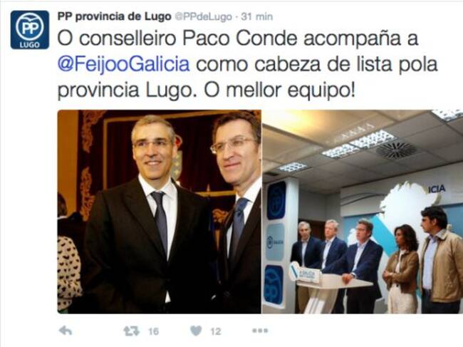 Anuncio de Conde como candidato por Lugo