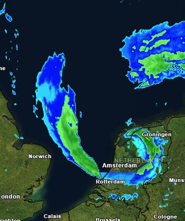 Imagen de la tormenta &#039;Poly&#039; sobre los Países Bajos