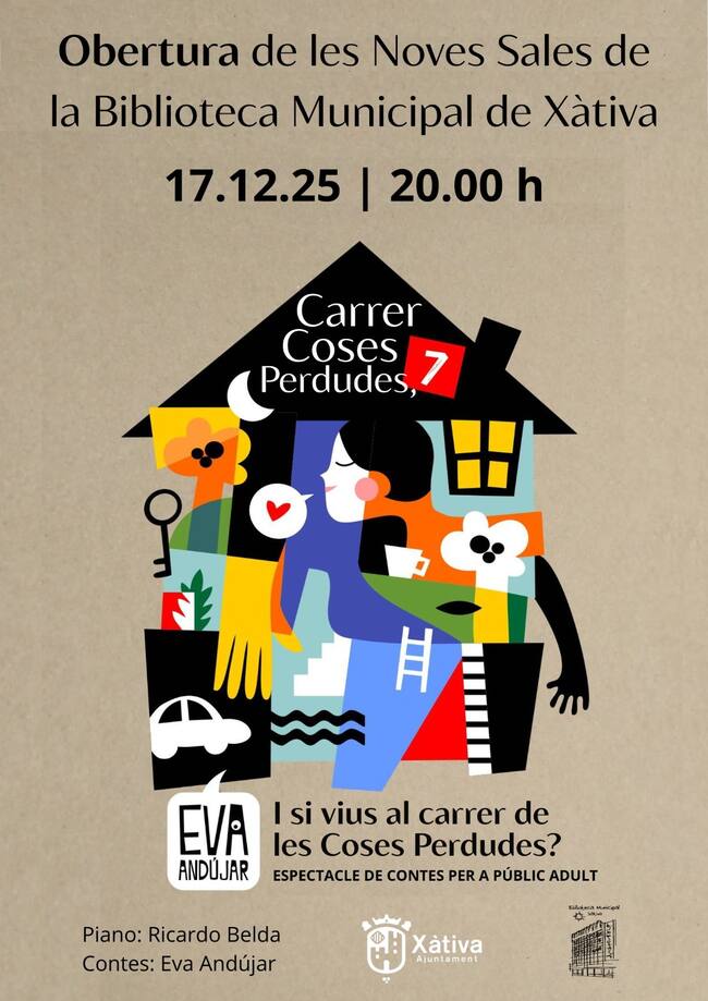 Cartel anunciador del acto en la Biblioteca de Xàtiva