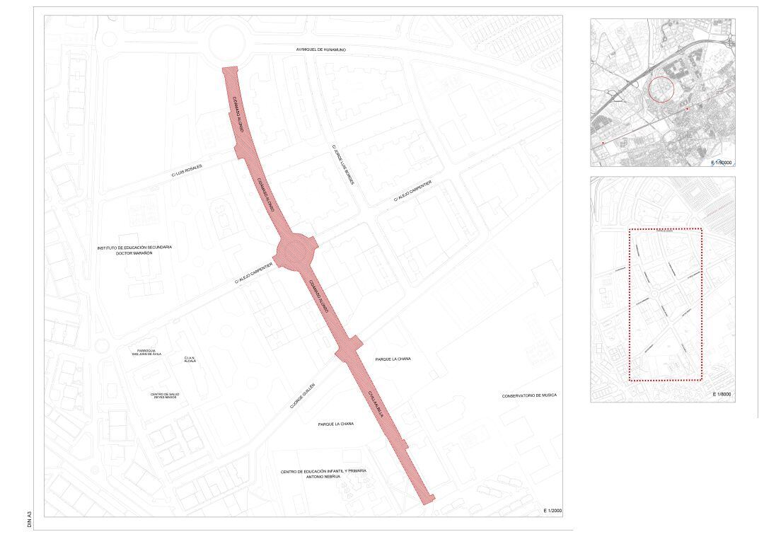 Plano de las obras en las calles Dámaso Alonso y Villalbilla