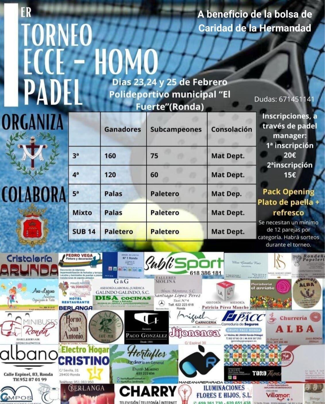 El cartel del torneo muestra la información del campeonato