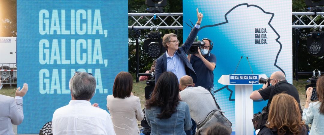 Feijóo en el mitin de A Coruña en la jornada de cierre de la campaña