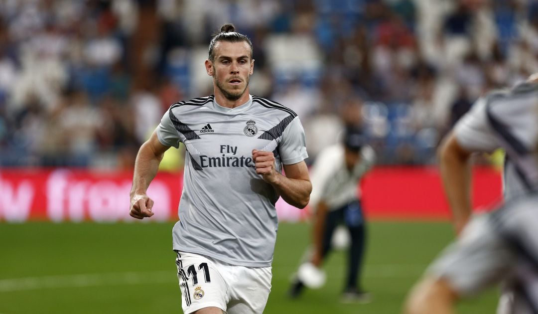 Bale durante el calentamiento antes del partido del Bernabéu